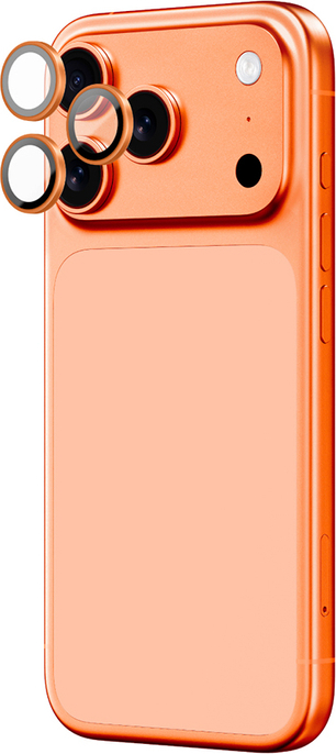 Sklo pro objektiv fotoaparátu AmazingThing AR Sapphire pro iPhone 17 Pro / Pro Max - s oranžovým rámečkem