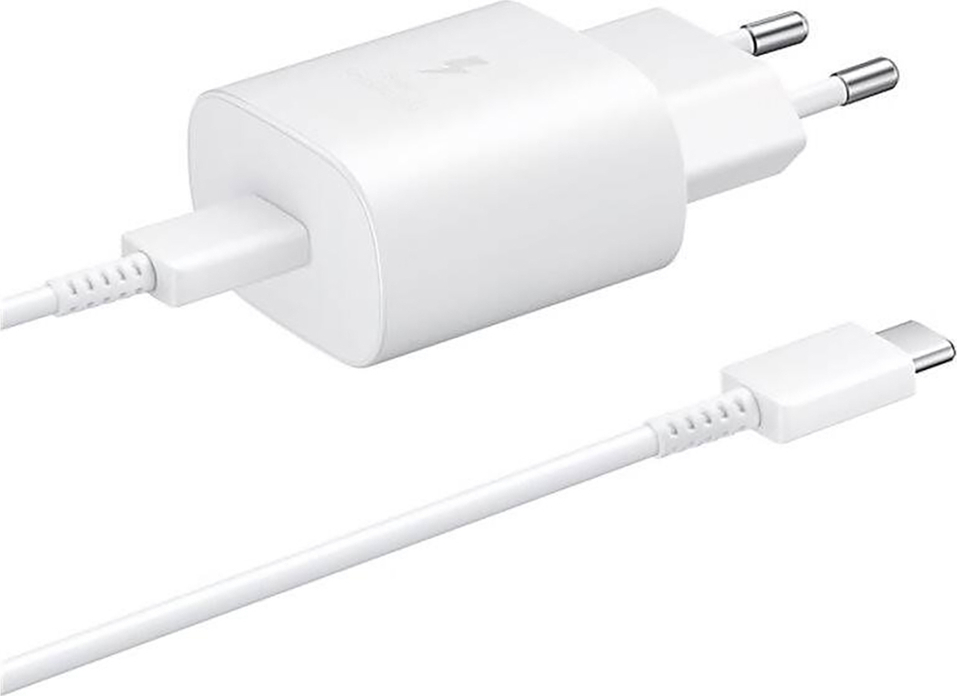 EP-TA800EWE + EP-DA705BWE Samsung 25W Cestovní nabíječka + USB-C/USB-C Datový Kabel White (OOB Bulk)