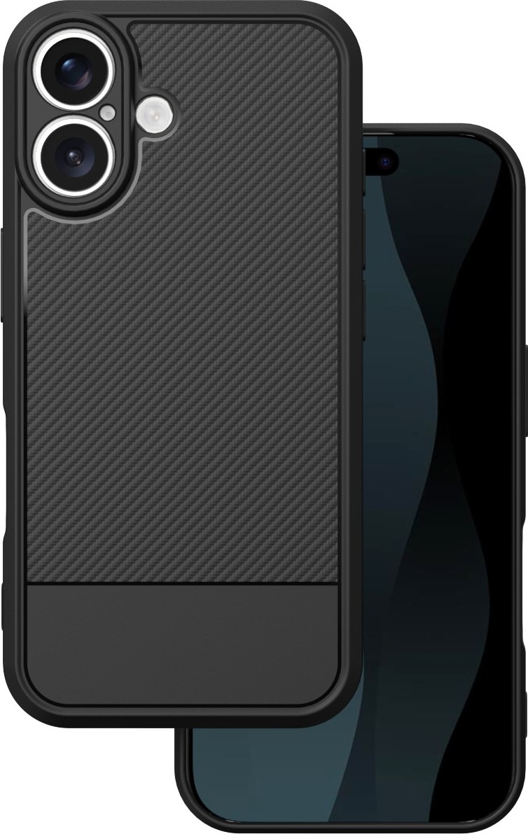 Jednoduchý karbonový kryt pro iPhone 16 6,1" černý