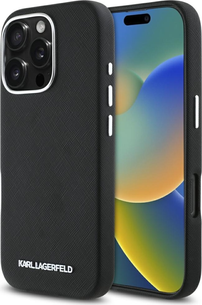 Pouzdro Karl Lagerfeld Hardcase MagSafe FW Saffiano Metal Logo pro iPhone 16 Pro 6,3" černé