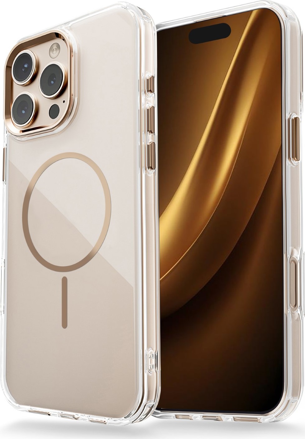 Průhledný tenký kryt Mag pro iPhone 16 Pro Max 6,9" zlatý