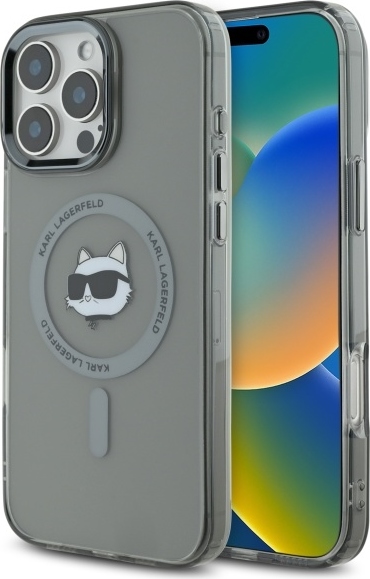 Pouzdro Karl Lagerfeld pro iPhone 16 Pro Max 6,9" KLHMP16XHLSCHK černé Tvrdé kovové pouzdro IML Choupette Head MagSafe