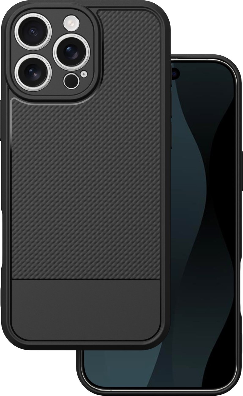 Jednoduchý karbonový kryt pro iPhone 16 Pro Max 6,9" černý