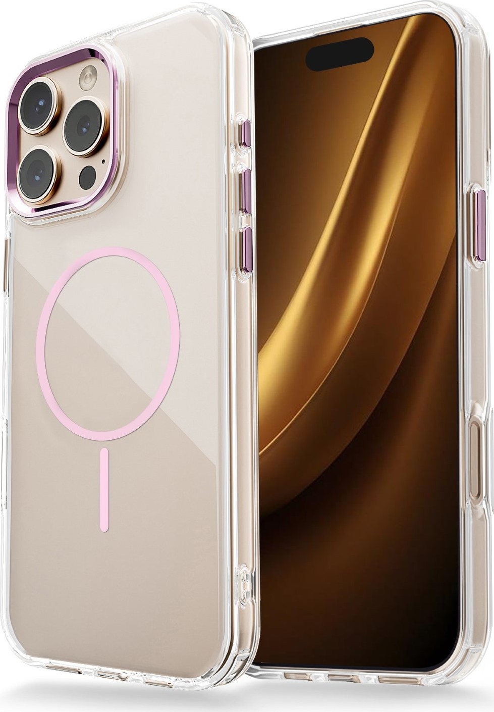 Průhledný tenký kryt Mag pro iPhone 17 Air 6,6" růžový