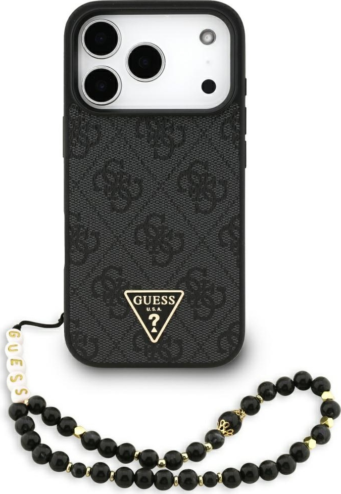 Pouzdro Guess 4G Strap Triangle Logo MagSafe pro iPhone 17 Pro černé