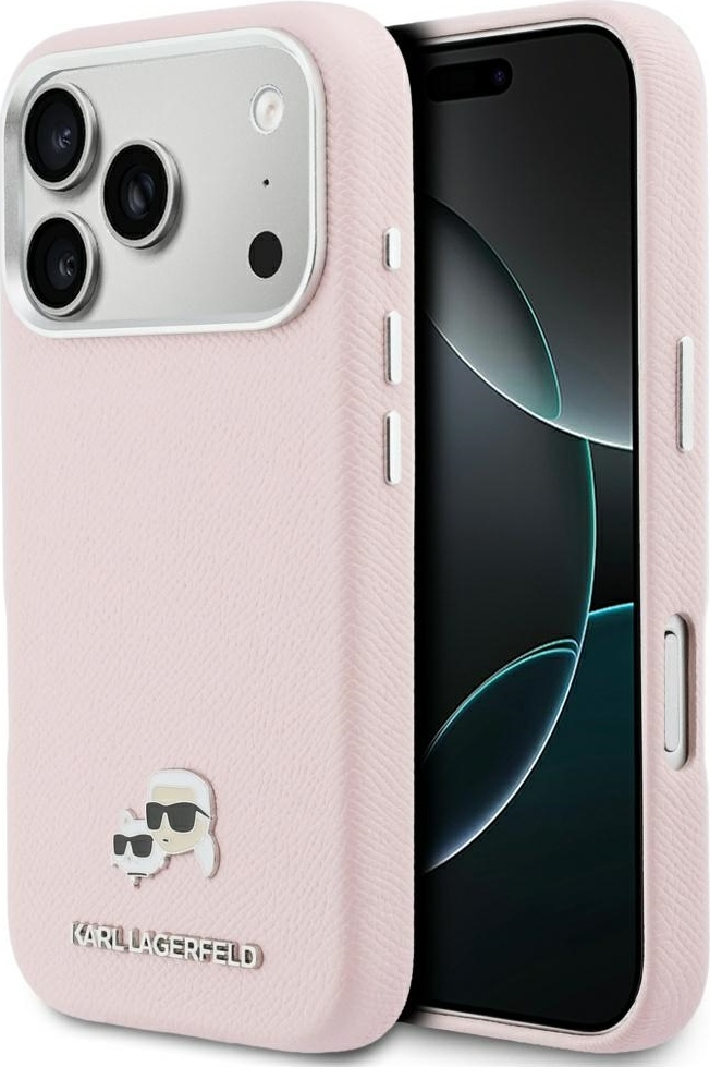 Pouzdro Karl Lagerfeld pro iPhone 17 Pro Max 6,9" HC MAGSAFE PU FW s K&C HEAD PIN RŮŽOVÉ