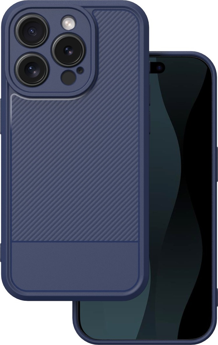 Simple Carbon kryt pro iPhone 15 Pro 6,1" modrý