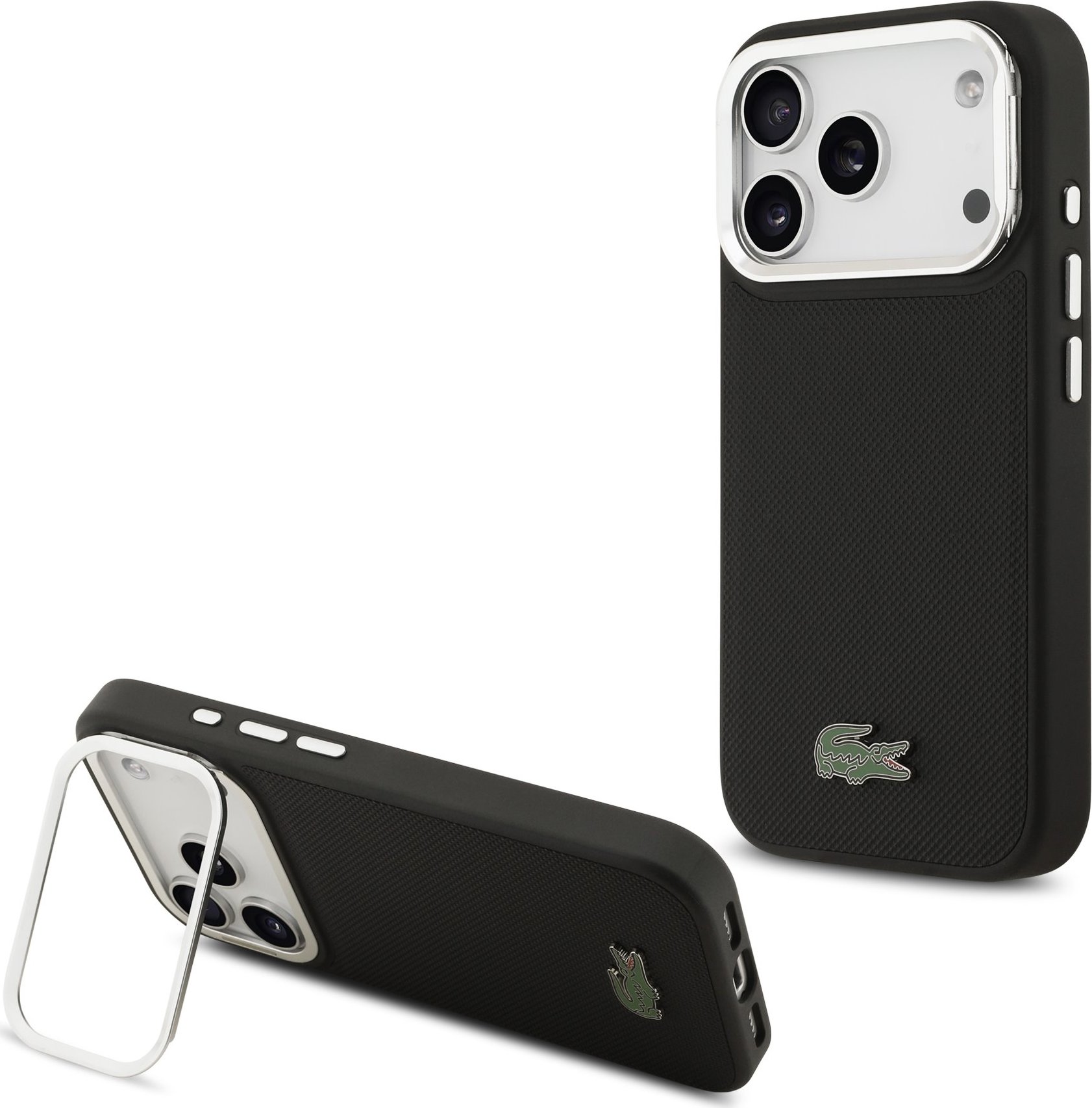 Lacoste Iconic Petit Pique Camera Stand MagSafe Zadní Kryt pro iPhone 17 Pro Black