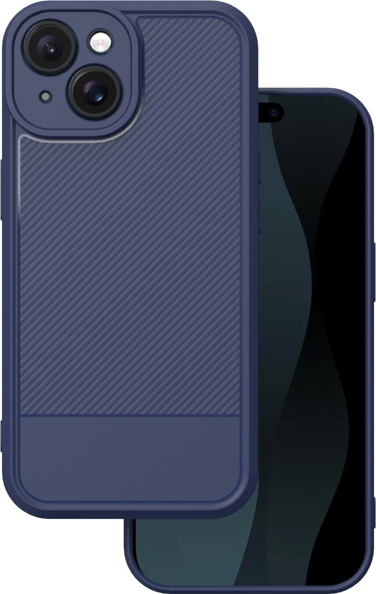 Jednoduchý karbonový kryt pro iPhone 15 6,1" modrý