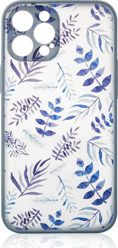 Designový kryt pro iPhone 12 Pro Max s květinovým vzorem, tmavě modrý