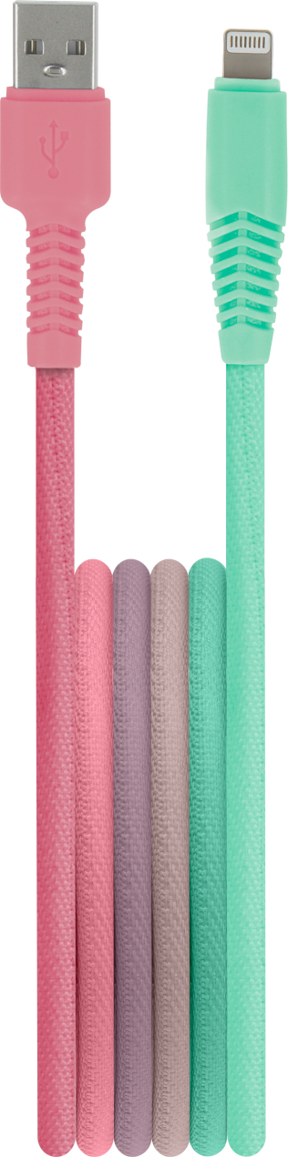 Levně Kabel Setty USB - Lightning 1,5 m 2,4A KGA-L-1.52420 tyrkysově-růžový gradient