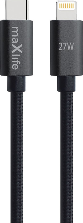 Kabel Maxlife MXUC-12 USB-C - Lightning 2,0 m 27W černý