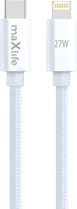 Kabel Maxlife MXUC-12 USB-C - Lightning 1,0 m 27W bílý