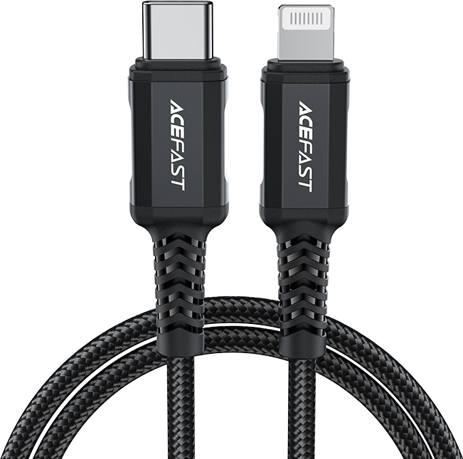 Acefast C4-01 Lightning - USB-C PD kabel 30W 3A 480Mb/s 1,8m - černý