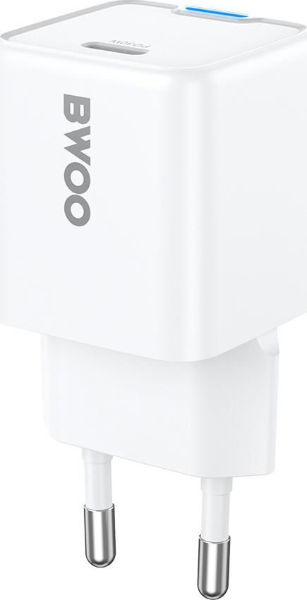 Nabíječka BWOO GaN PD do zásuvky 30W 1x USB-C port 1A bílá