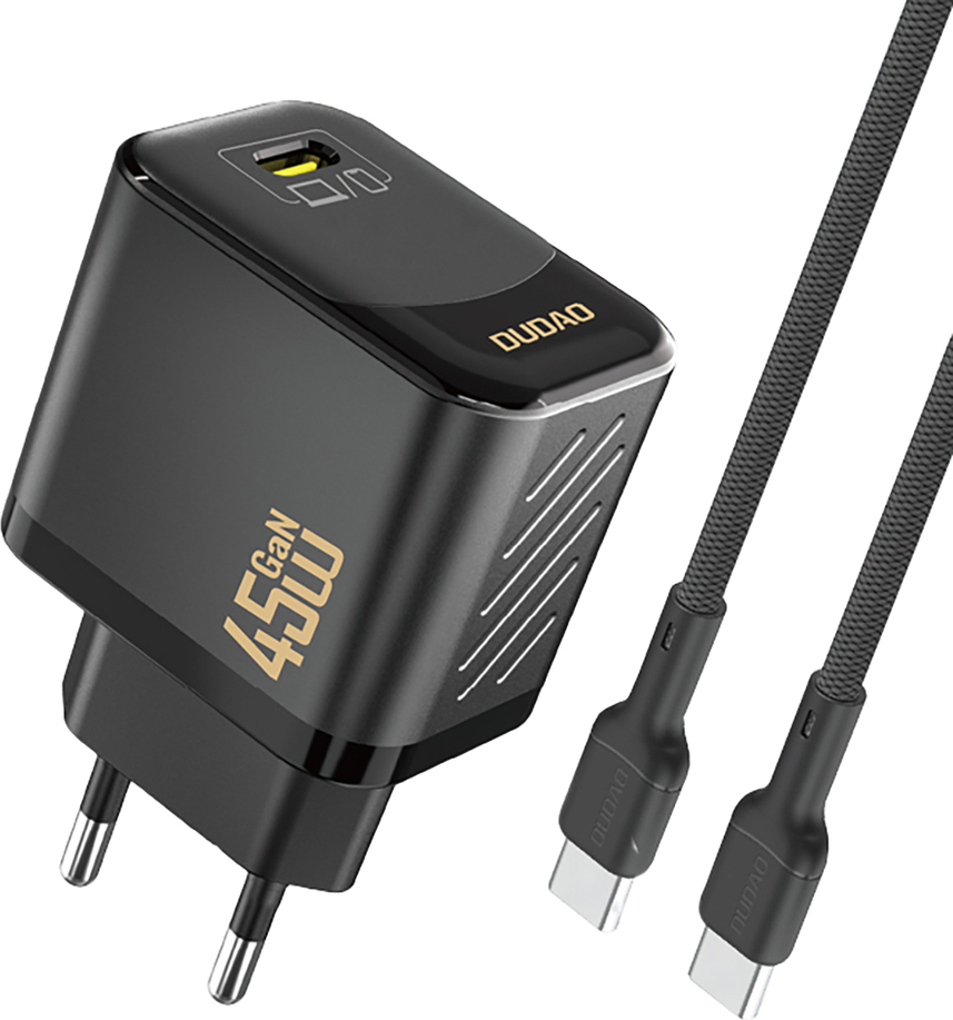 Dudao A28C 45W GaN nabíječka do zásuvky + USB-C kabel - černá