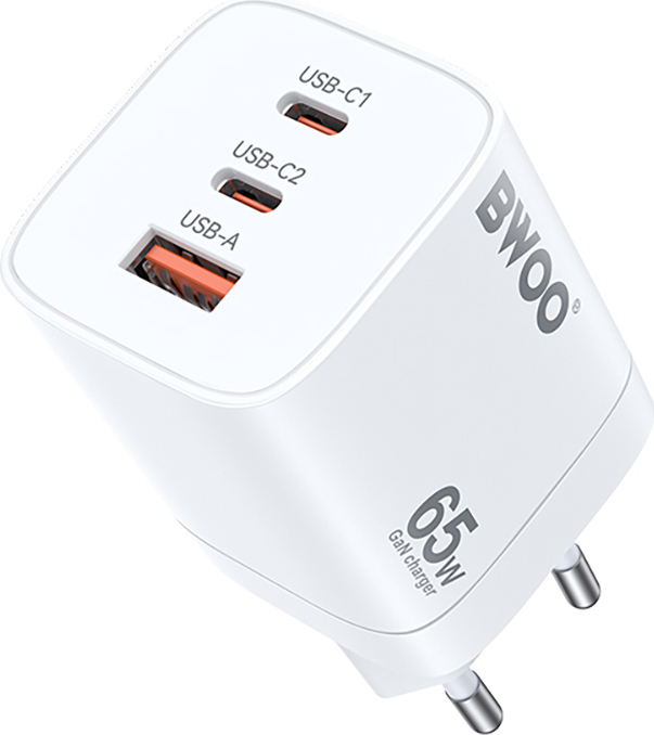 Levně Nabíječka do zásuvky BWOO CDA147PD 65W 2x USB-C port + USB-A bílá