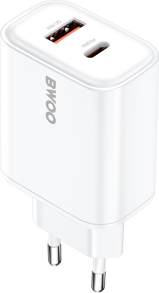 BWOO CDA207 PD 36W nabíječka do zásuvky 1x USB-A + USB-C port bílá