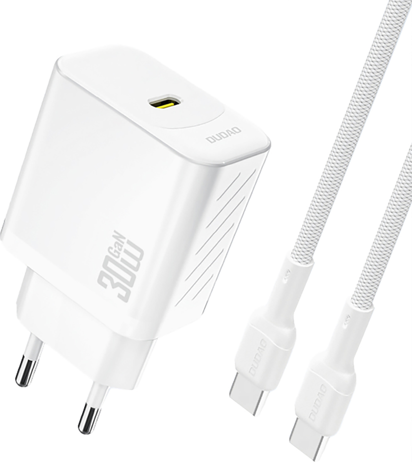 Dudao A27PCEU PD 30W GaN USB-C nástěnná nabíječka s USB-C kabelem - bílá