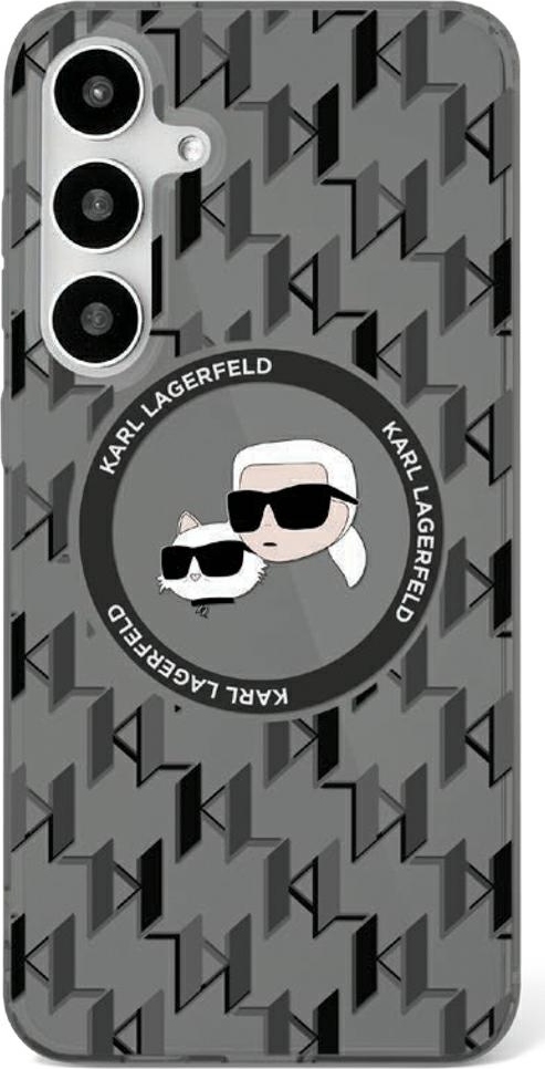 Kovový kryt Karl Lagerfeld HC Magnetic IML Monogram KC Heads pro Samsung Galaxy S25 černý