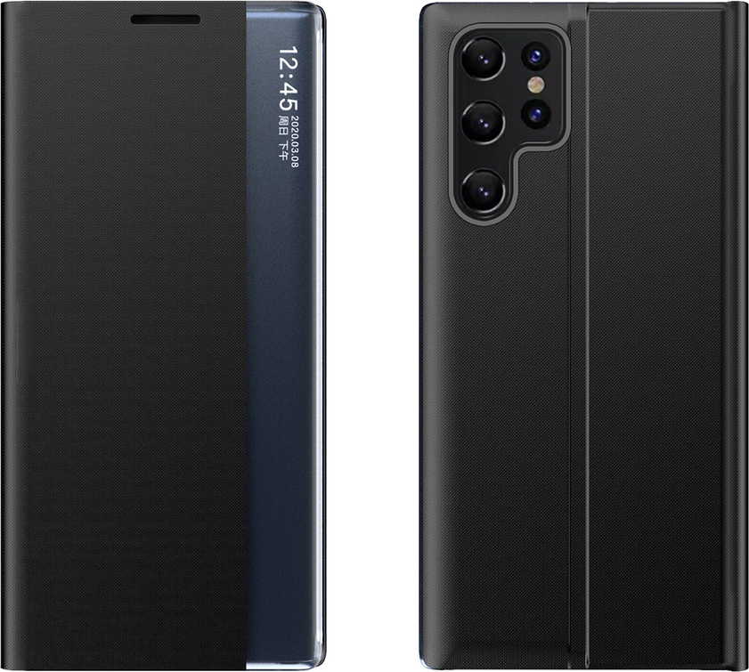 New Sleep kryt pro Samsung Galaxy S24 FE s flipem a stojánkem - černý