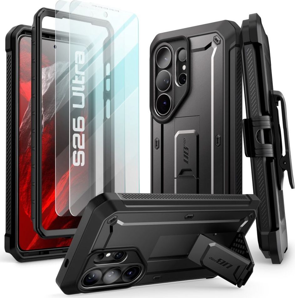 SUPCASE UNICORN BEETLE PRO & TEMPERED GLASS 2-PACK GALAXY S26 ULTRA BLACK