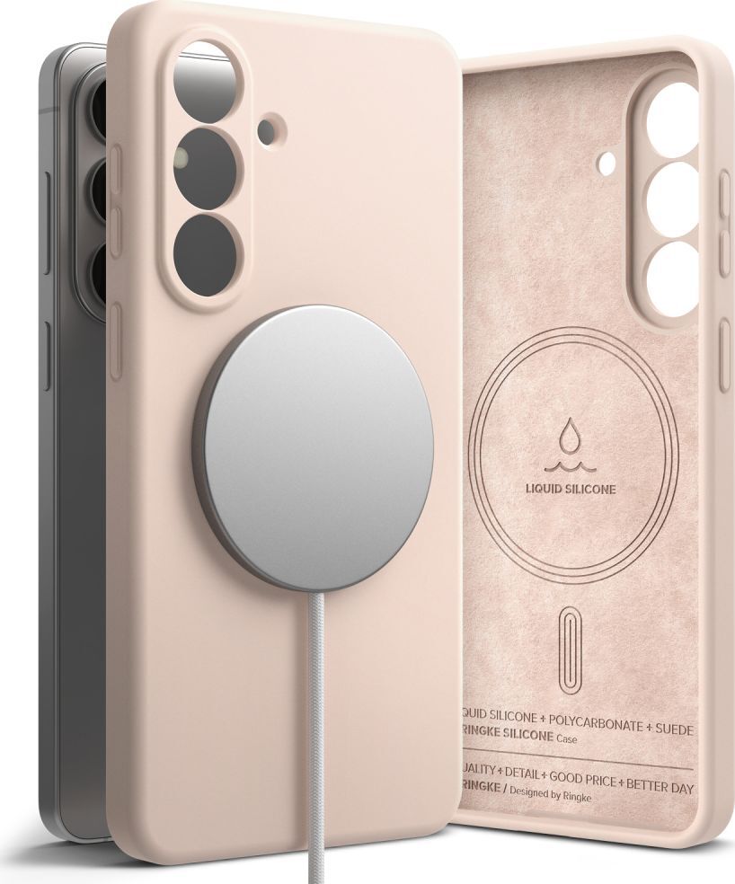 Ringke Silikonový Magnetický Kryt MagSafe pro Galaxy S26+ Plus, Růžový písek