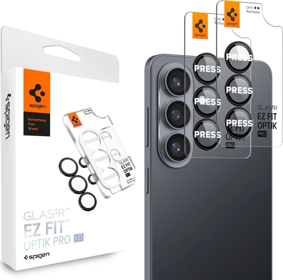 Ochranné sklíčko SPIGEN OPTIK PRO HD GLAS.TR „EZ FIT“ pro fotoaparát, 2 ks, Galaxy S26+ Plus, černé