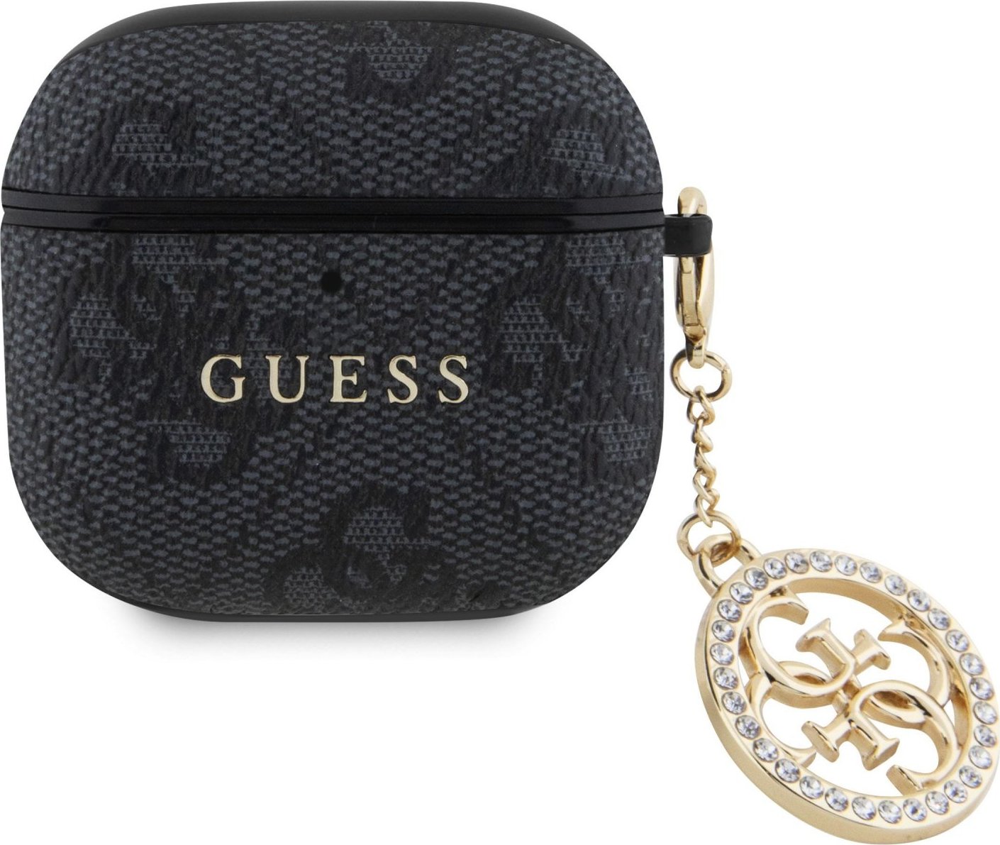 Guess 4G Script PC/PU Charm Pouzdro pro AirPods 4 Black