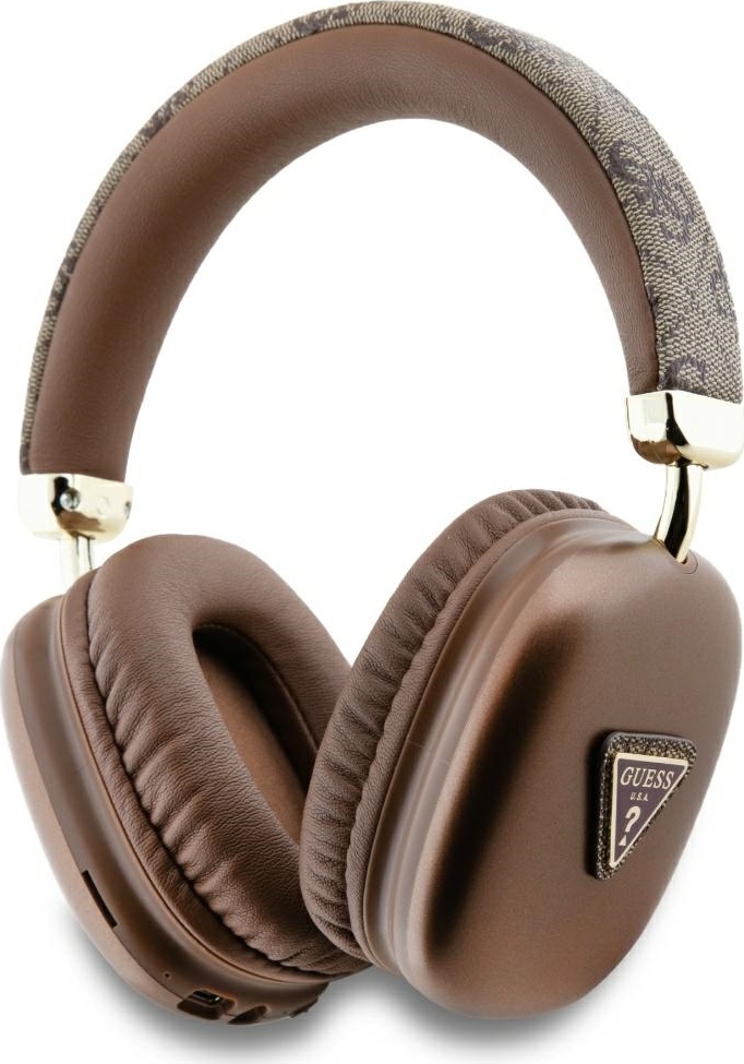 Guess PU Leather 4G Triangle Logo Bezdrátová Sluchátka Brown