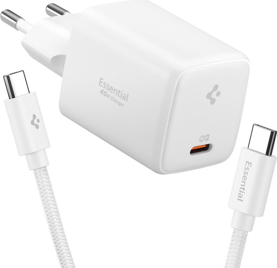 Levně SPIGEN EE451EU ESSENTIAL 1-PORT NETWORK CHARGER 45W + TYPE-C CABLE WHITE