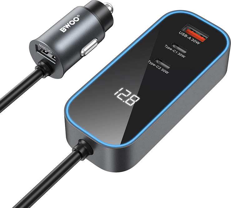 Autonabíječka BWOO CC107 PD 1x USB-C - USB-A port 30W černá