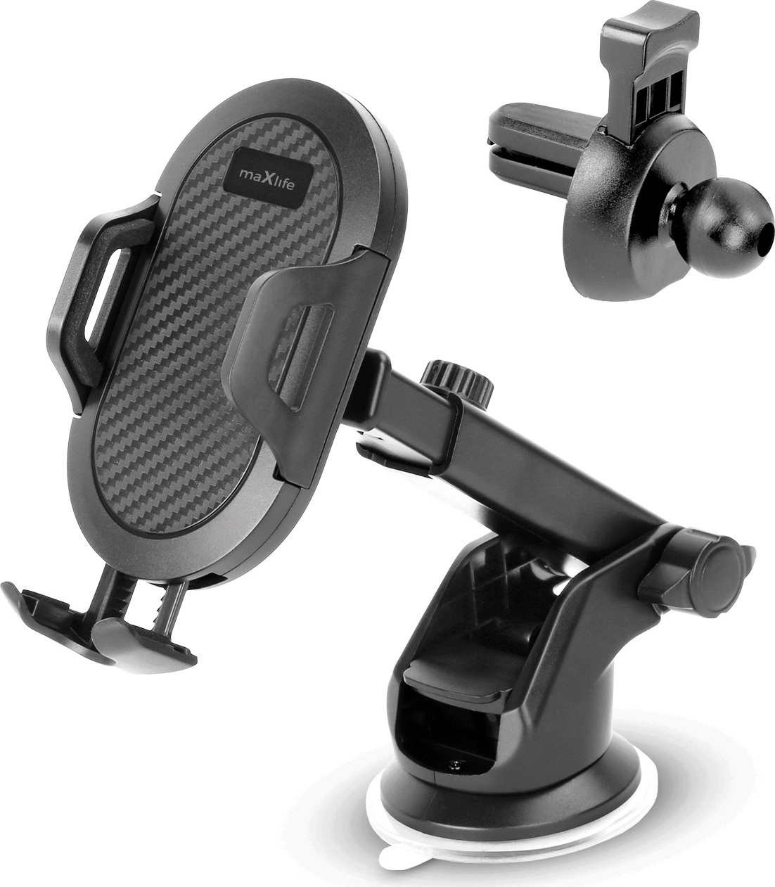 Univerzální držák do auta Maxlife na čelní sklo a větrací otvor MXCH-17 černý