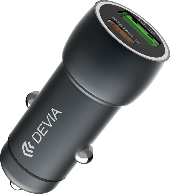 Autonabíječka Devia Extreme PD QC 3.0 30W + 18W 1x USB 1x USB-C tmavě šedá