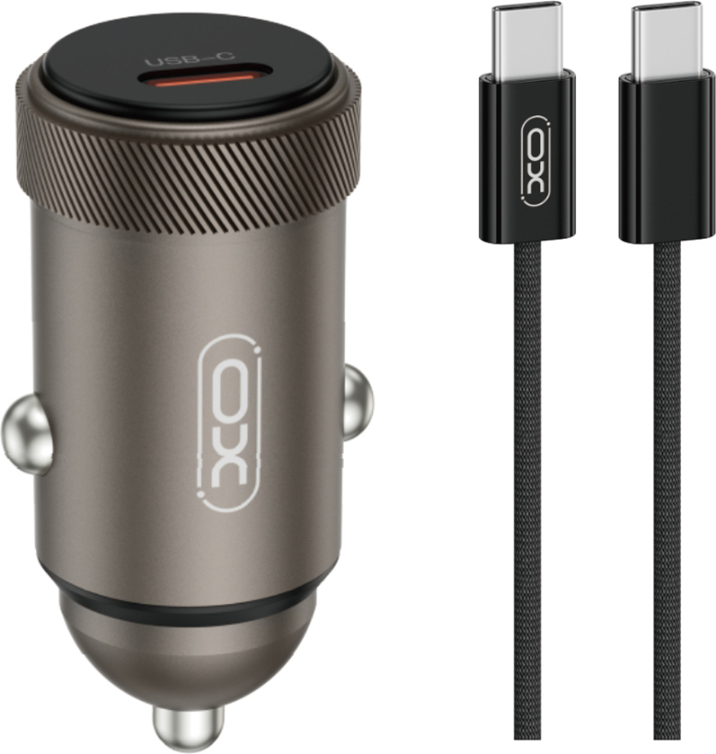 Autonabíječka XO CC70 PD 30W 1x USB-C černá + kabel USB-C - USB-C