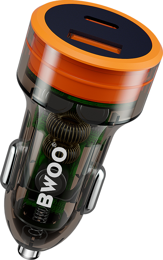 Autonabíječka BWOO PD 1x USB-C - USB-A port 38W průhledná