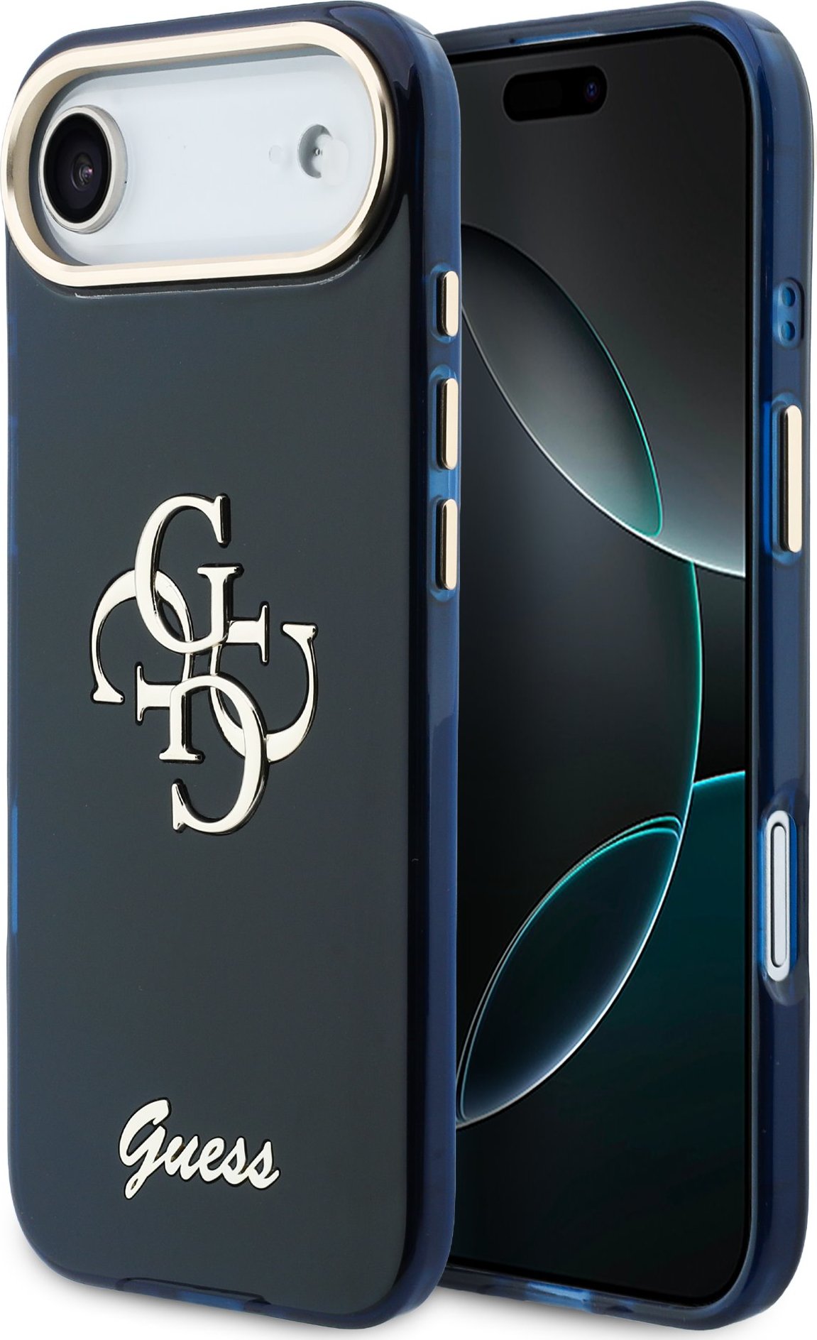 Levně Guess IML 4G Script Metal Logo Zadní Kryt pro iPhone Air Blue