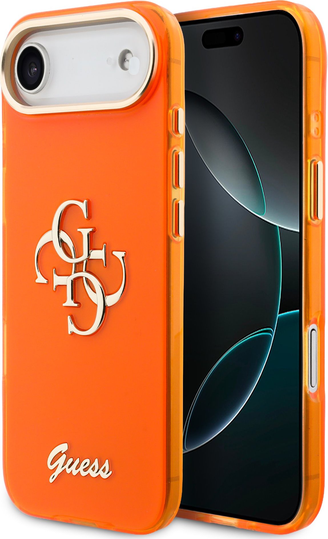 Levně Guess IML 4G Script Metal Logo Zadní Kryt pro iPhone Air Orange