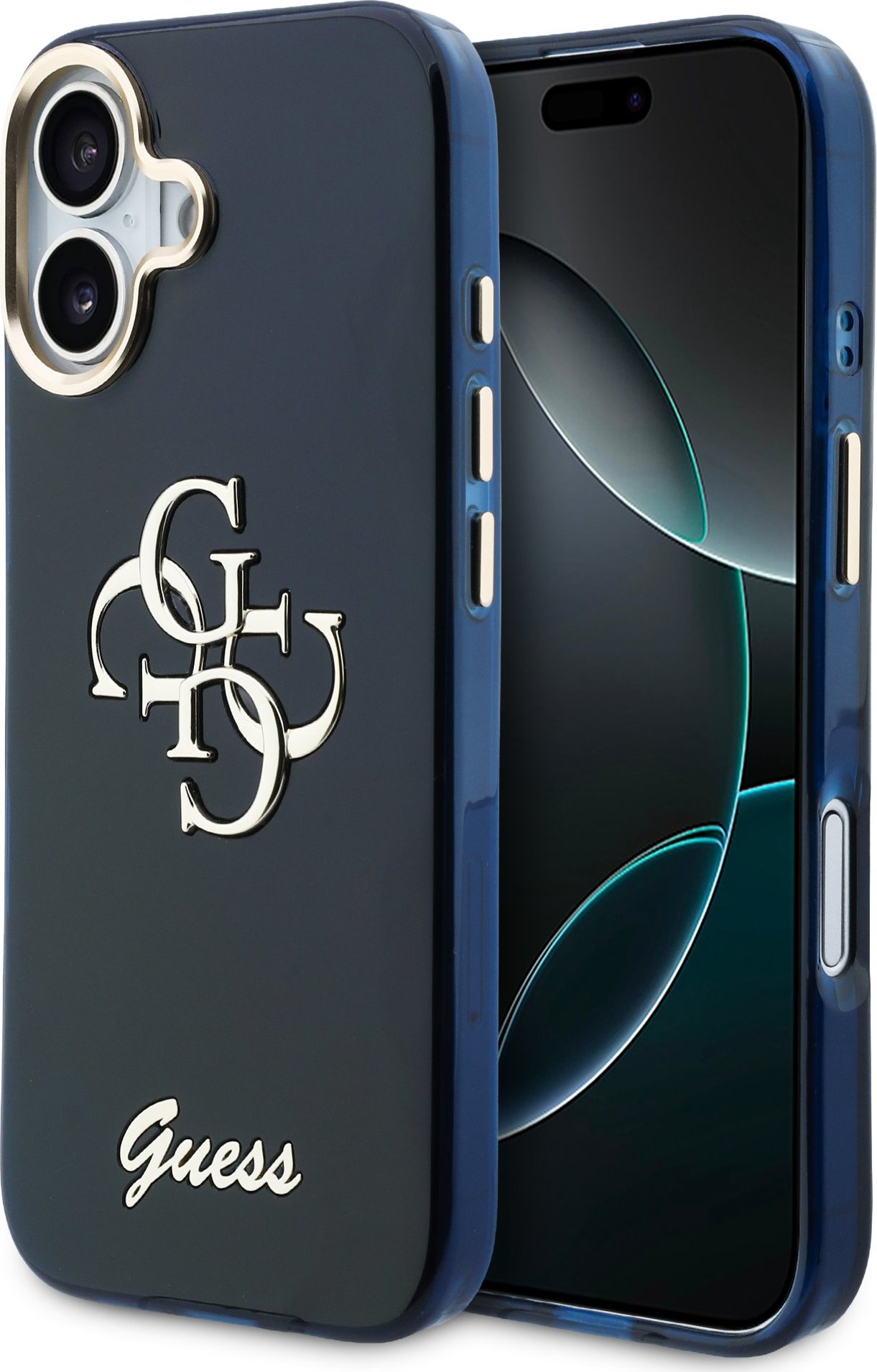 Levně Guess IML 4G Script Metal Logo Zadní Kryt pro iPhone 17 Blue