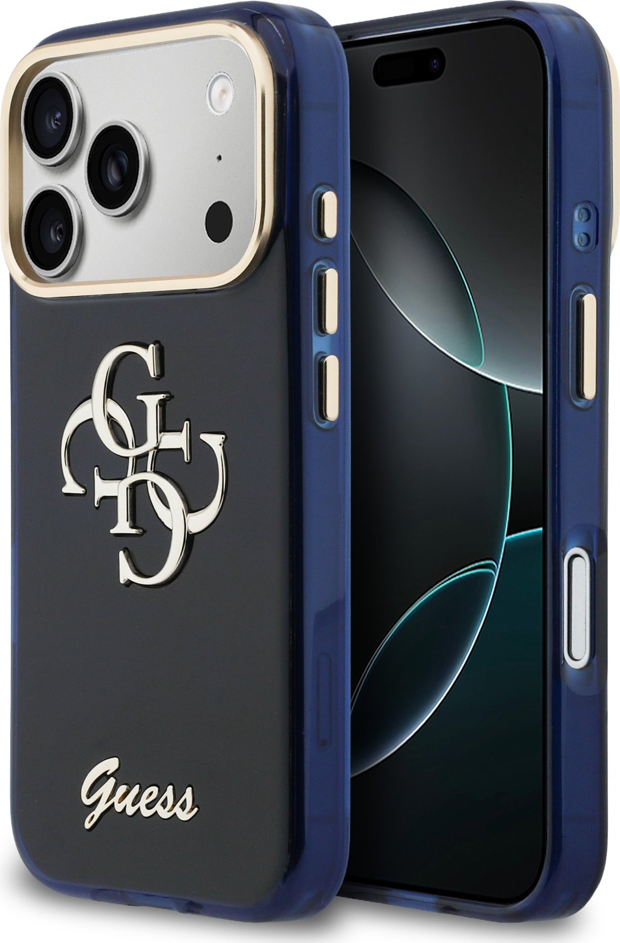 Levně Guess IML 4G Script Metal Logo Zadní Kryt pro iPhone 17 Pro Blue