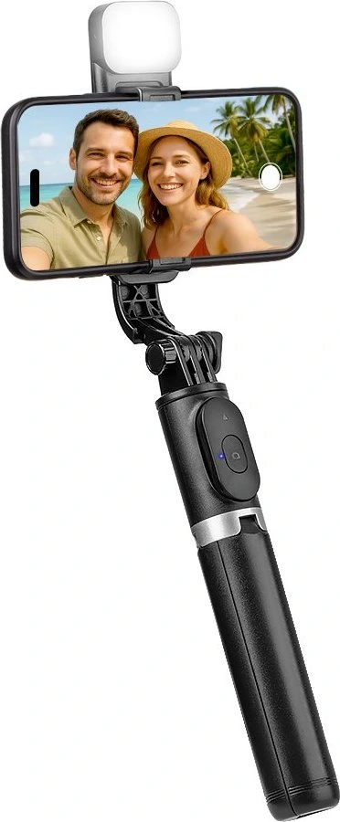 OBAL:ME SelfiePod Glow, selfie tyč a tripod s LED světlem, černá