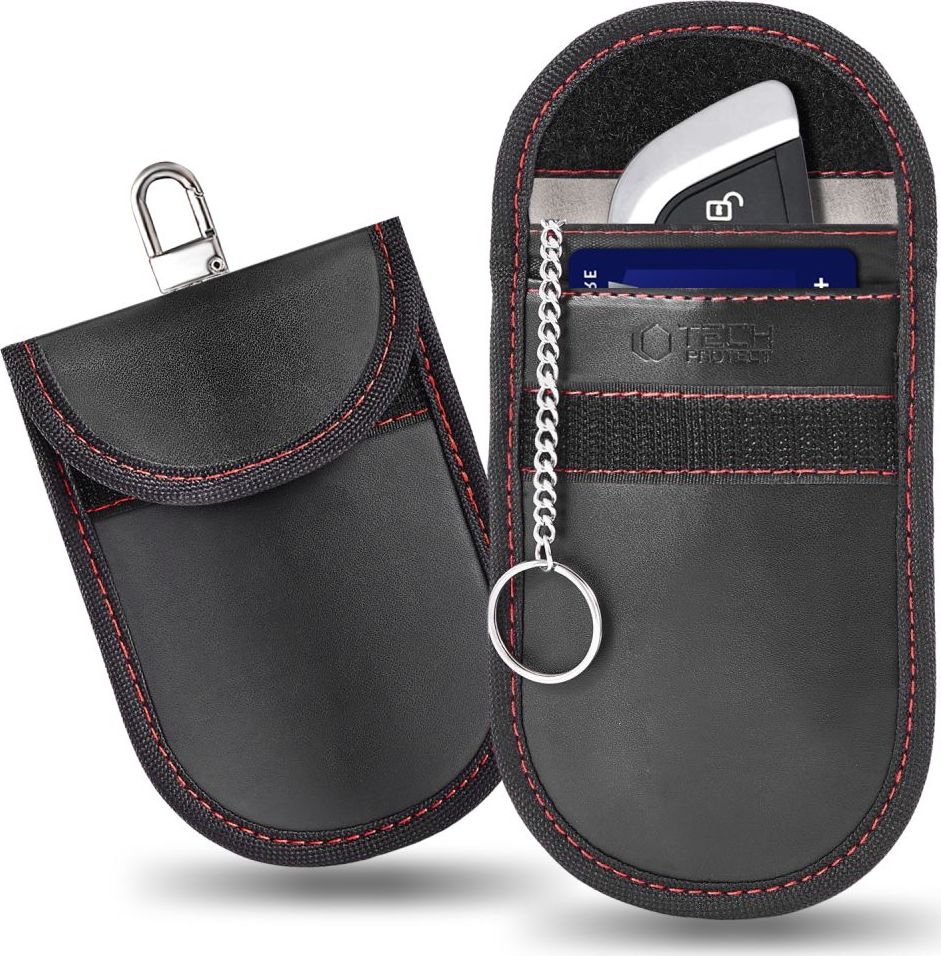 Levně FARADAYOVA KLEC TECH-PROTECT KLR100 POUCH KEYLESS RFID SIGNAL BLOCKER CASE BLACK/RED