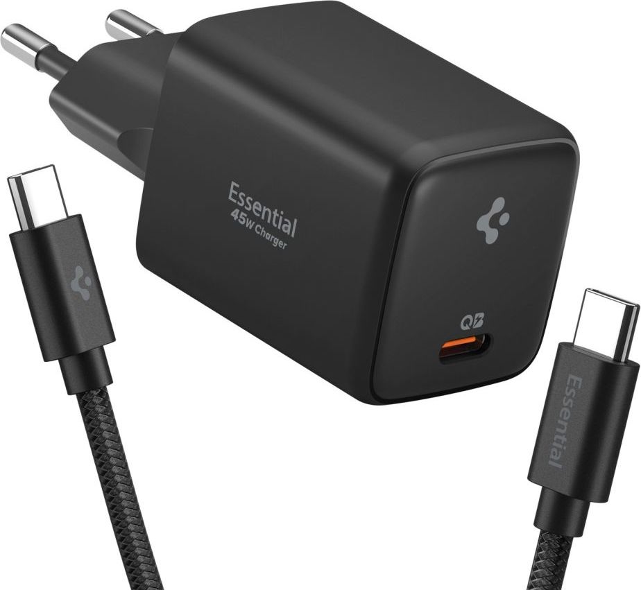 Levně SPIGEN EE451EU ESSENTIAL 1-PORT NETWORK CHARGER 45W + TYPE-C CABLE BLACK