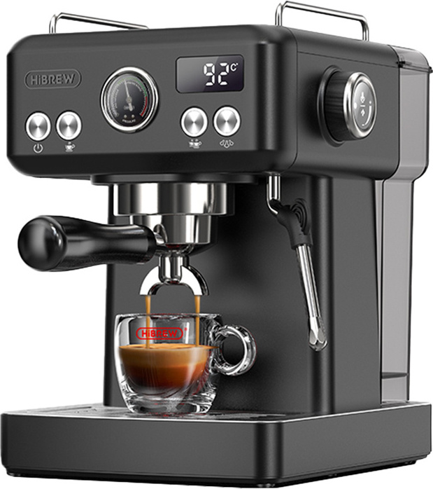 Pístový espresso stroj HiBREW H10A s regulací teploty (černý)