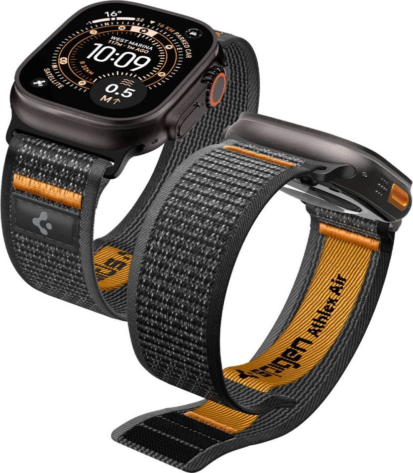 Levně SPIGEN ATHLEX AIR 2 APPLE WATCH 8 / 9 / 10 / 11 / SE / ULTRA (44 / 45 / 46 / 49 MM) ACTIVE BLACK / ORANGE