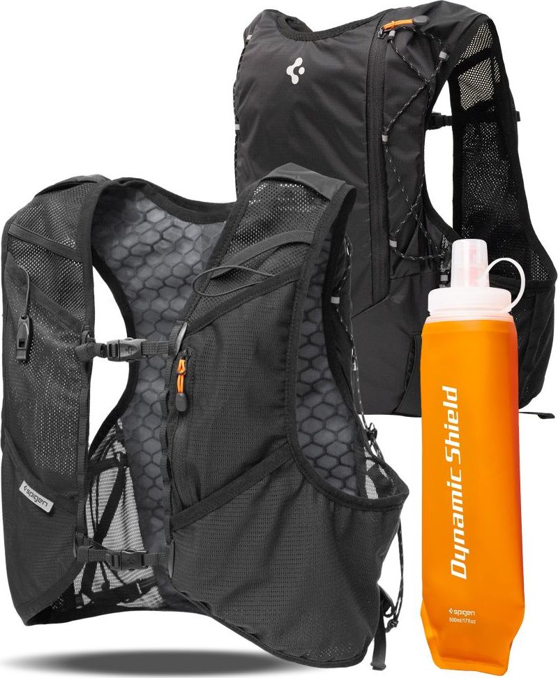 Levně Spigen A721 Dynamic Shield běžecká vesta Active (M-L) + láhev Soft Flask, černá