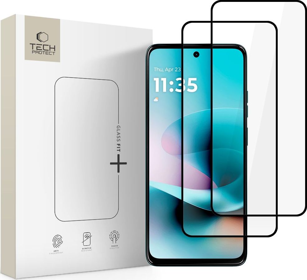 Levně Tvrzené sklo TECH-PROTECT GLASS FIT+ 2-PACK MOTOROLA MOTO G57 / G57 POWER / G67 POWER BLACK