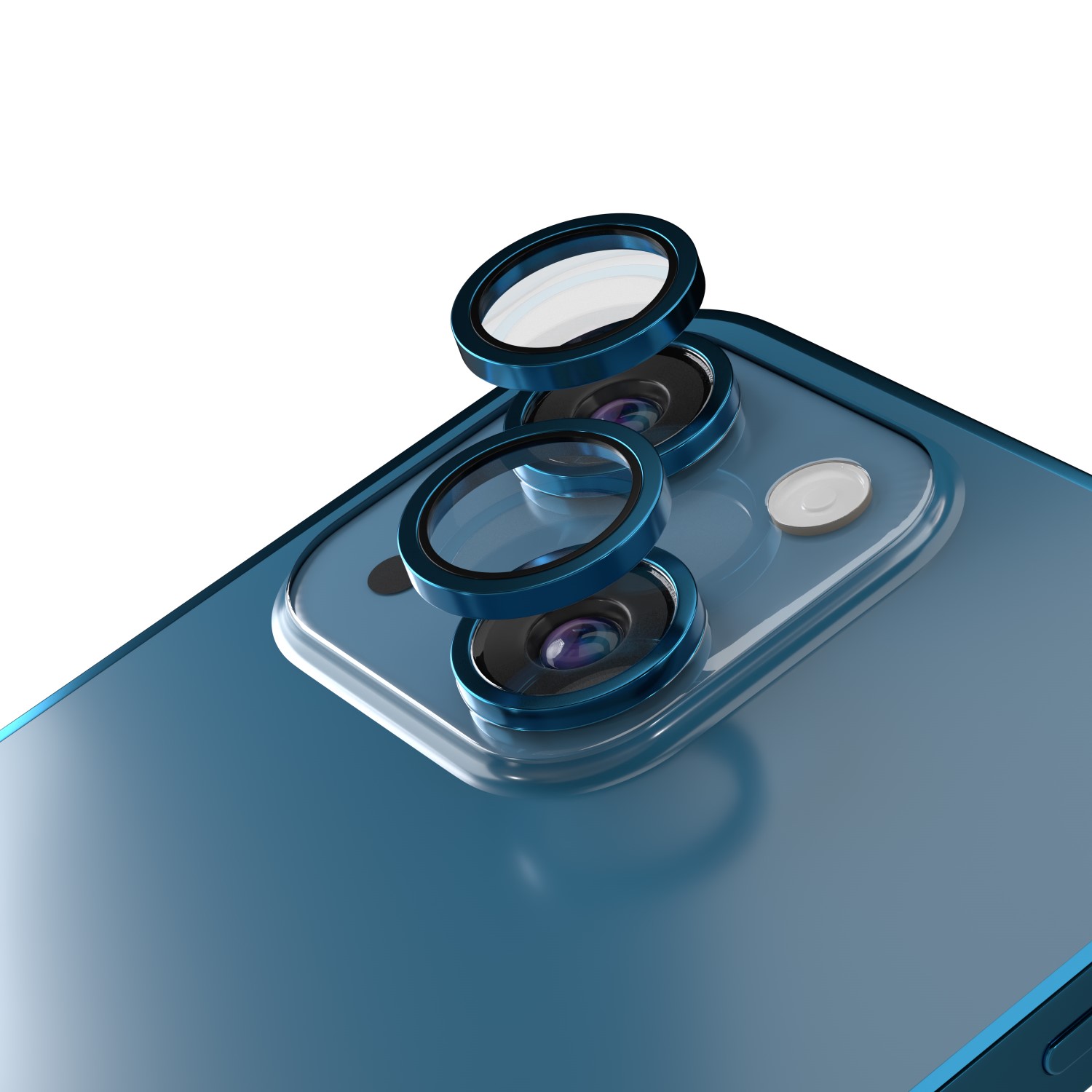 Levně Etteri chránič objektivu fotoaparátu pro iPhone 13 / 13 Mini sea blue
