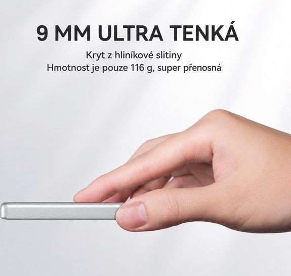 Levně BWOO P75 hliníková MagSafe magnetická powerbanka 5000 mAh PD 20W s digitálním displejem slim (extra tenká), stříbrná