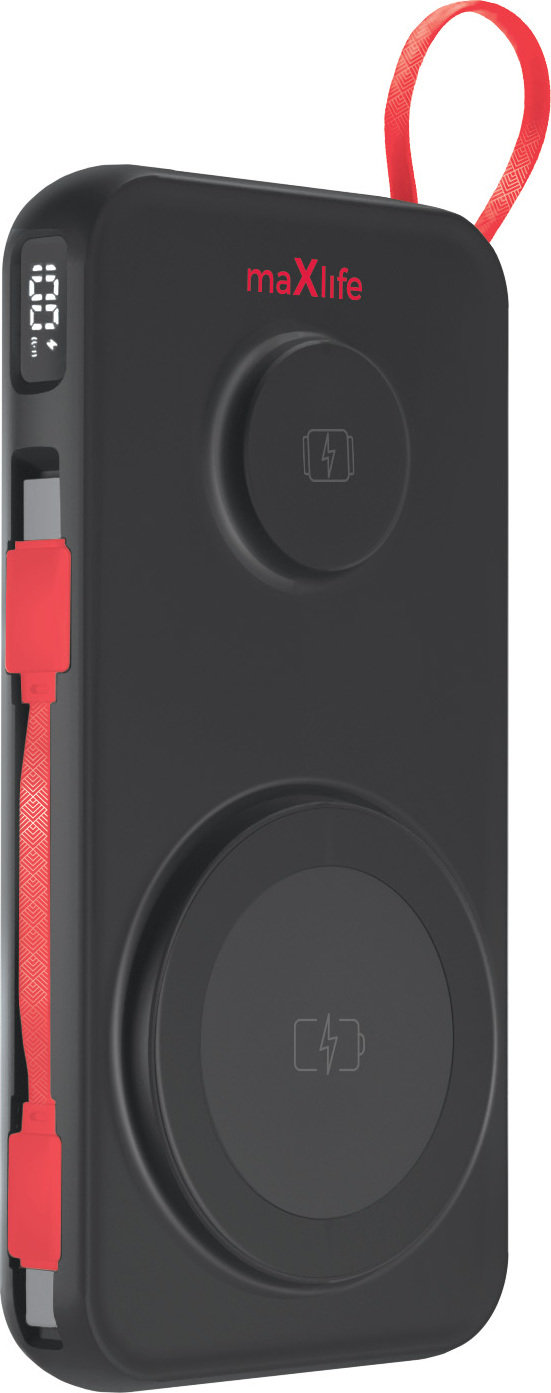 Maxlife bezdrátová powerbanka MXPB-08 10000 mAh magnetická s MagSafe 3v1 (pro iPhone, telefony, Apple Watch, AirPods a další) černá